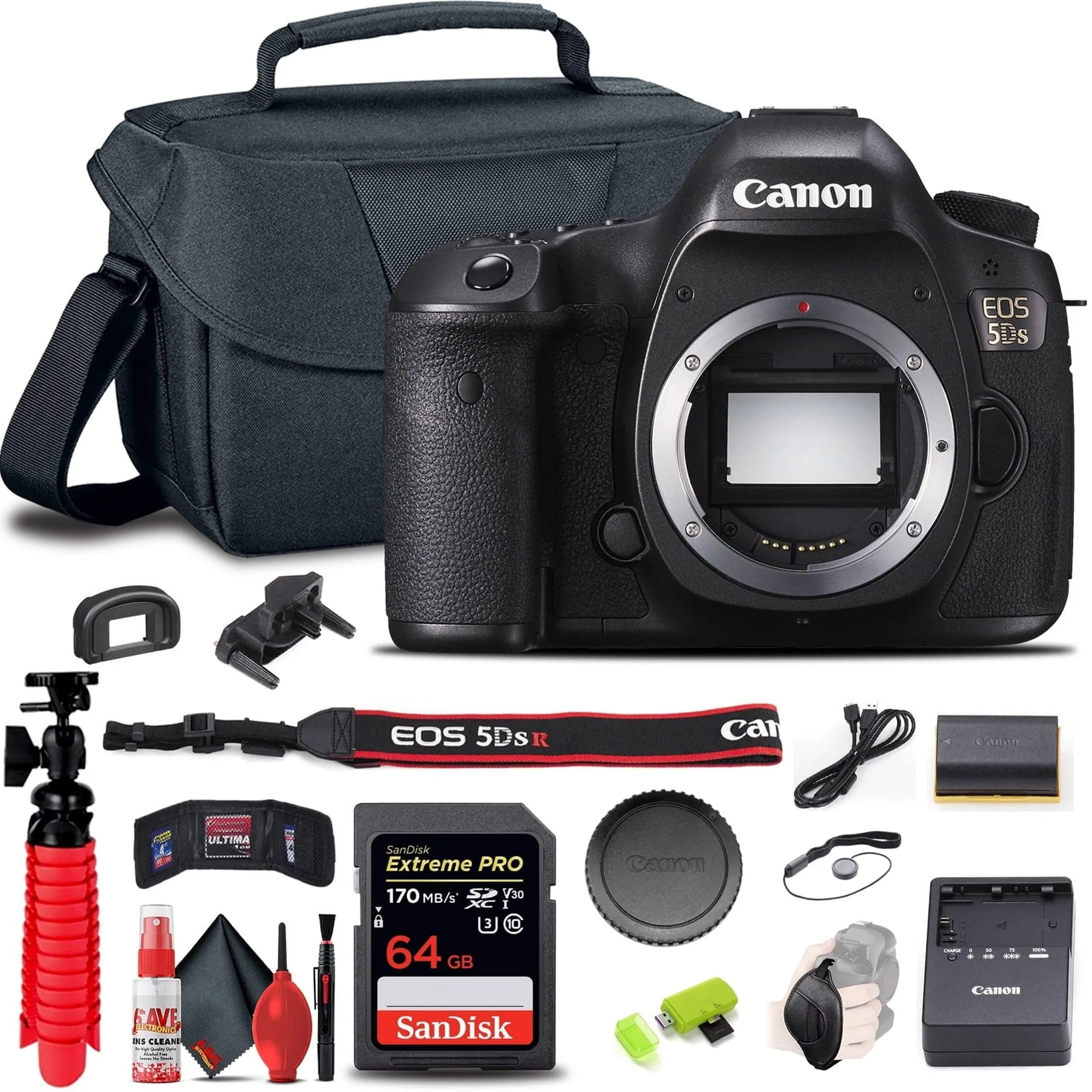 Canon EOS 5DS DSLR Camera (Body Only) (0581C002)   64GB Card   Case   More