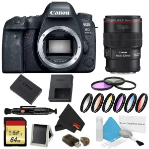 Canon EOS 6D Mark II DSLR Camera (Body Only) 9 Piece Filter w/Memory Bundle   EF 100mm f/2.8L Macro is USM Lens - Intern