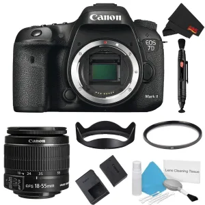 Canon EOS 7D Mark II DSLR Camera Body Only Basic Filter Bundle w/ 18-55mm Lens (International Model)