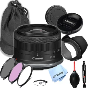 Canon RF-S 18-45mm f/4.5-6.3 is STM Lens (Canon RF),3 Piece Filter Kit, Lens Pouch,Hood and More (11pc) (Renewed)