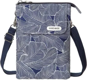 Canvas Cute Crossbody Bags for Women Mini Shoulder Handbag Cell Phone Purse Wallet Leaves Pattern Coin Pouch