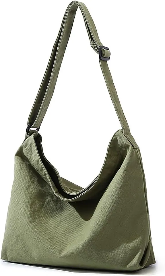 Canvas Shoulder Handbag Casual Retro Style Tote Bag Convenient Adjustable Shoulder Strap Crossbody Bag