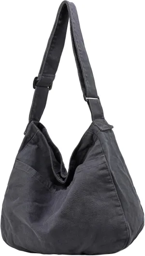Canvas Tote Bag Casual Hobo Crossbody Shoulder Bag for Women and Men Large Purse Messenger Bag Travel Work
