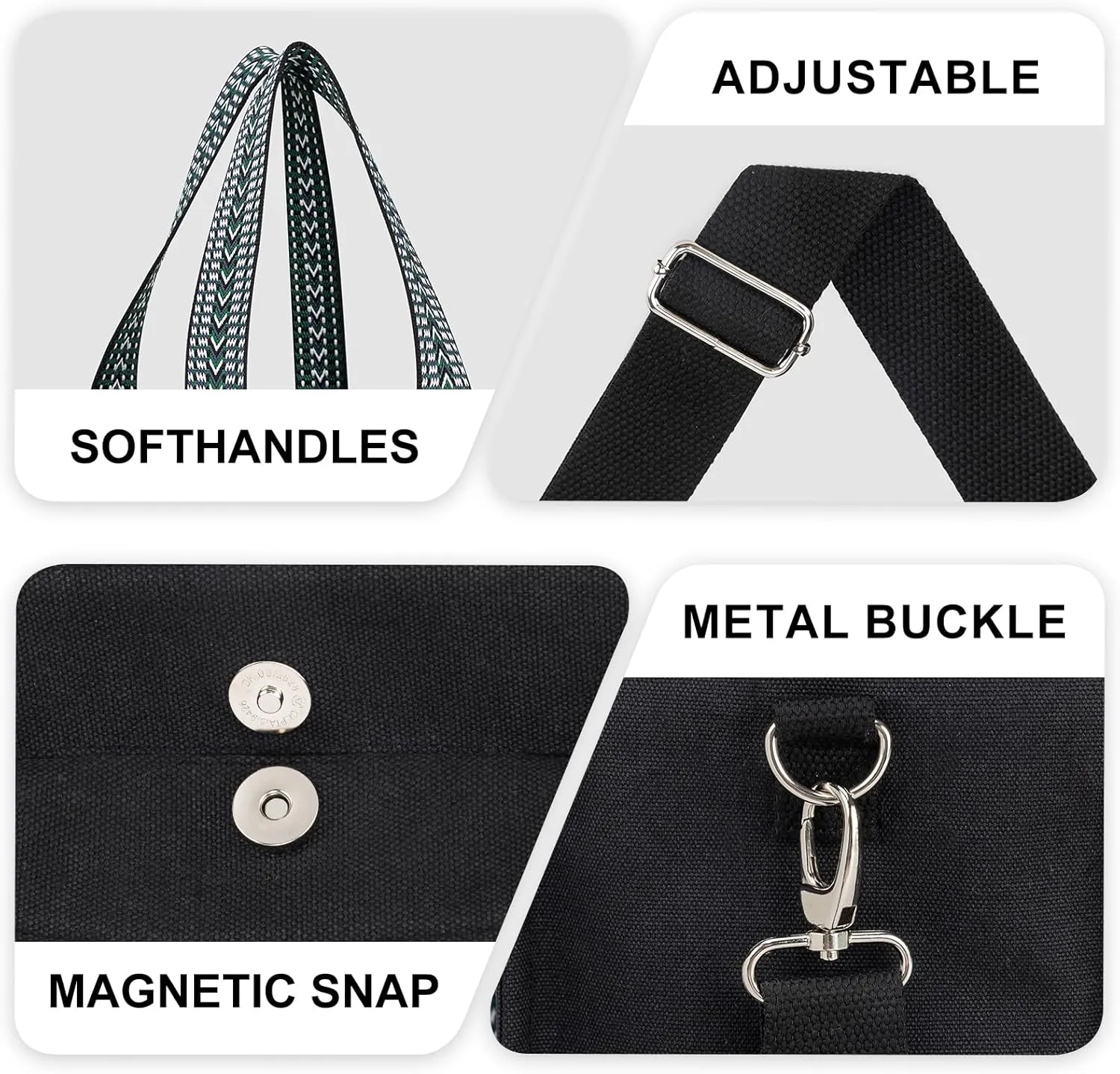 Canvas Tote Bag Set with Purse Bag Organizer Insert, Travel Tote Handbag Shoulder Bag with Zipper Crossbody Purse for Women