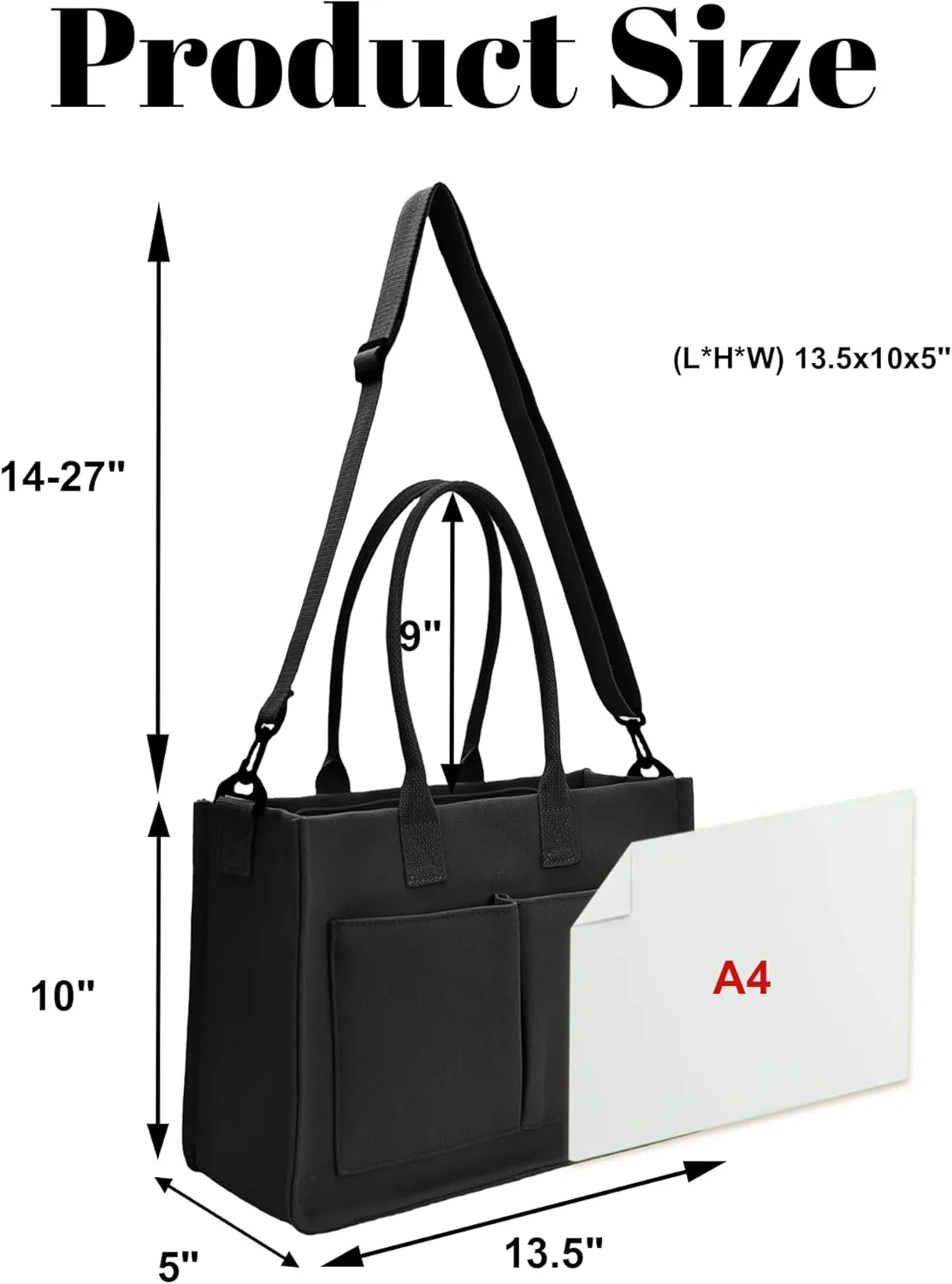 Canvas Tote Bag Shoulder Handbags with Zipper Work Bags for Women Crossbody Bags Tote Bag with Compartments for Work