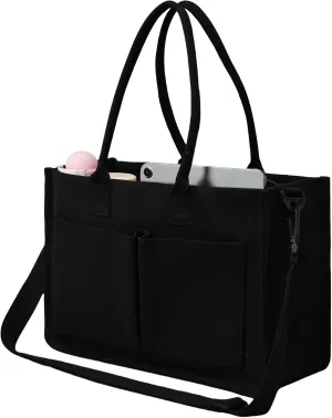 Canvas Tote Bag Shoulder Handbags with Zipper Work Bags for Women Crossbody Bags Tote Bag with Compartments for Work