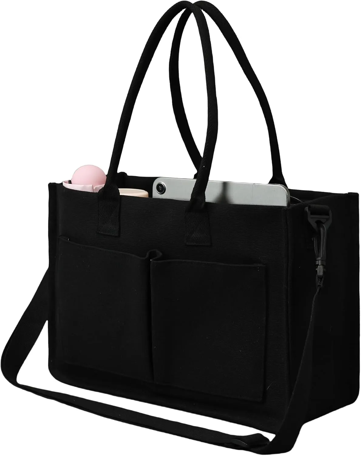 Canvas Tote Bag Shoulder Handbags with Zipper Work Bags for Women Crossbody Bags Tote Bag with Compartments for Work