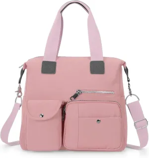 Canvas Tote Bag With Multi Pockets for Women,Shoulder Handbag,Nurse Bag for Work,Crossbody Purse,Top Handle Satchel