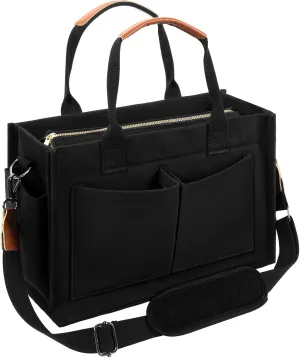 Canvas Tote Bag with Pockets Work Tote Bags for Women Laptop Work Crossbody Tote Purse Tote Bag Shoulder Handbags