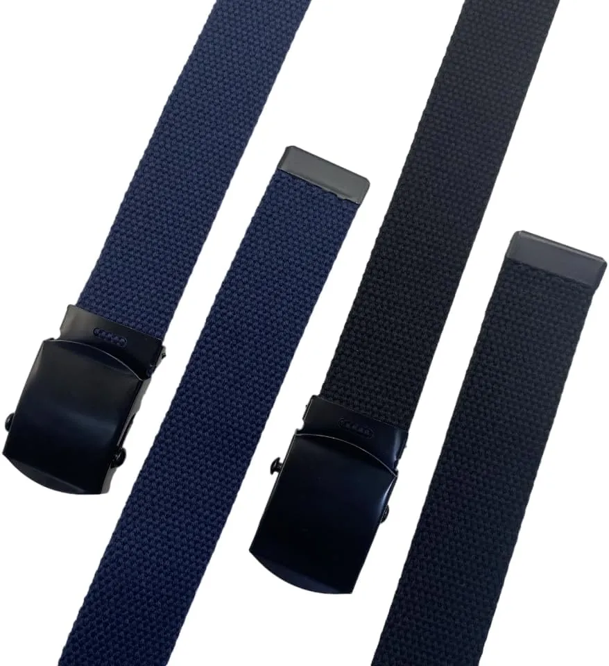 Canvas Web Belt - Military & Golf Belt with Black Buckle, Up to 45" Waist