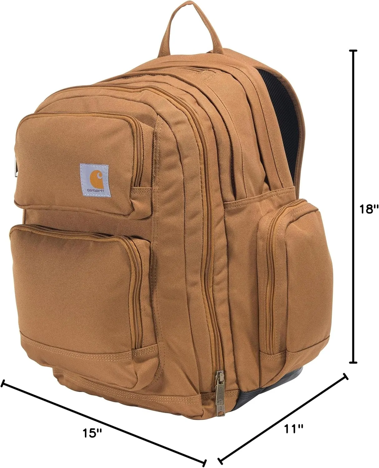 Carhartt 35L Backpack, Durable Pack with Laptop Sleeve and Duravax Abrasion Resistant Base, Everyday Triple Compartment Brown, One Size