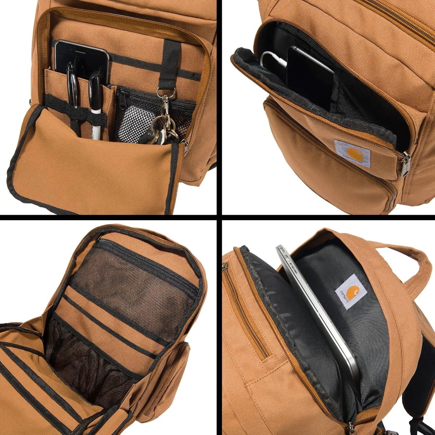 Carhartt 35L Backpack, Durable Pack with Laptop Sleeve and Duravax Abrasion Resistant Base, Everyday Triple Compartment Brown, One Size