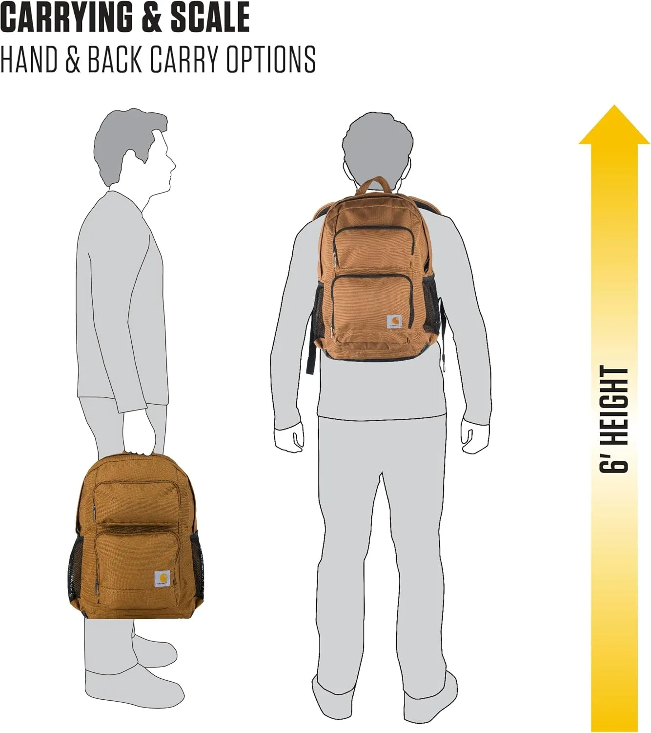Carhartt Single-Compartment, Durable Pack with Laptop Sleeve and Duravax Abrasion Resistant Base, 27L Classic Backpack (Black), One Size