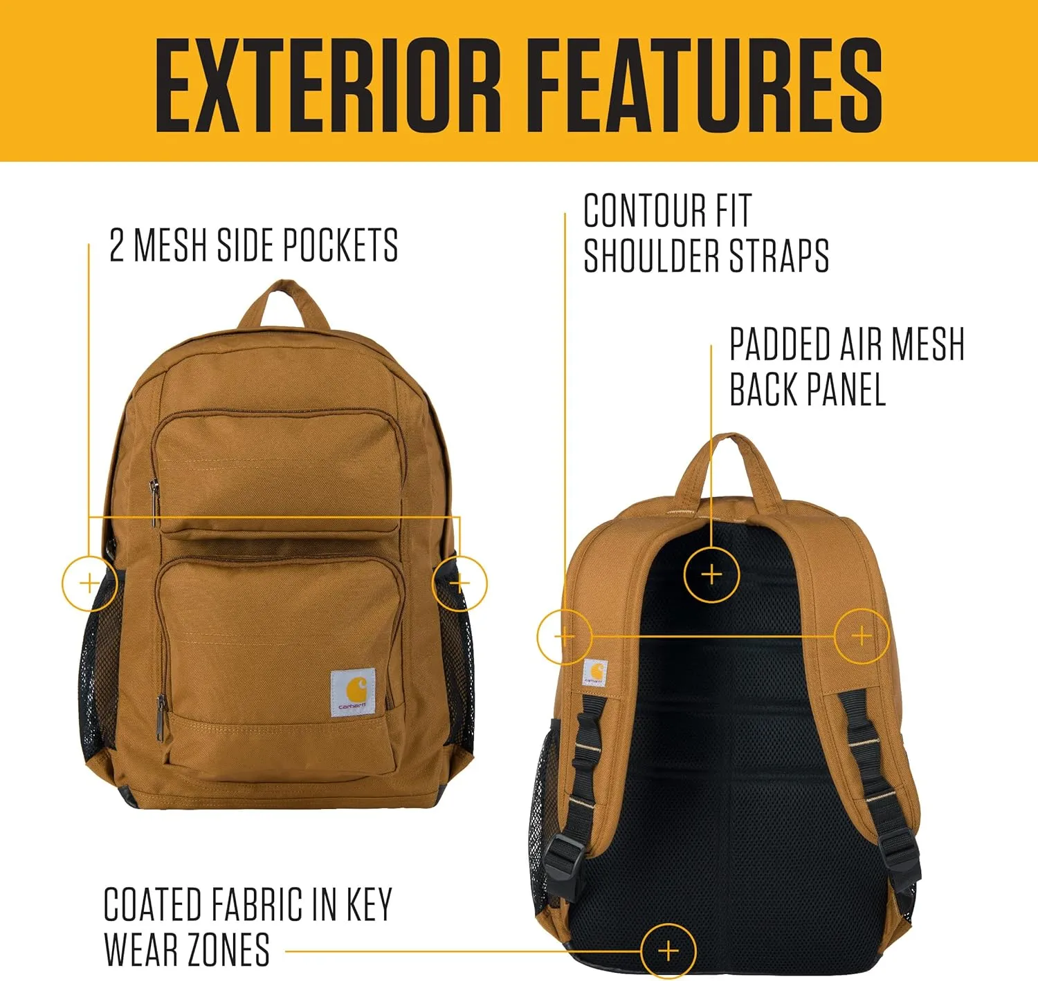 Carhartt Single-Compartment, Durable Pack with Laptop Sleeve and Duravax Abrasion Resistant Base, 27L Classic Backpack (Black), One Size