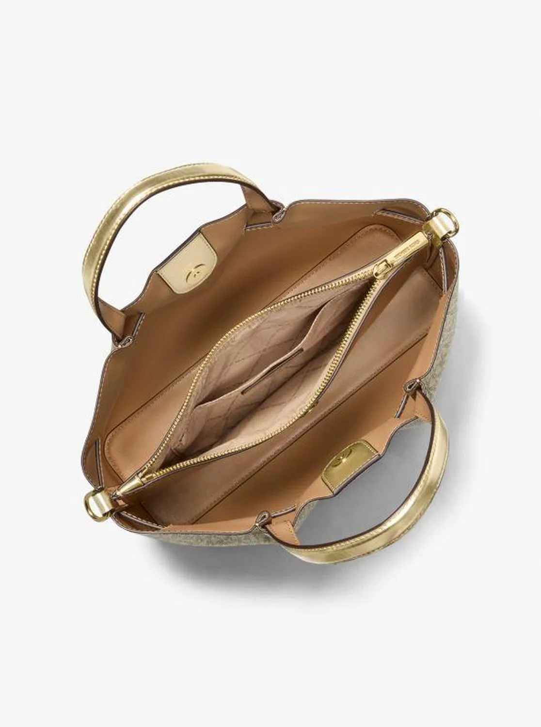 Carson Medium Metallic Signature Logo Satchel