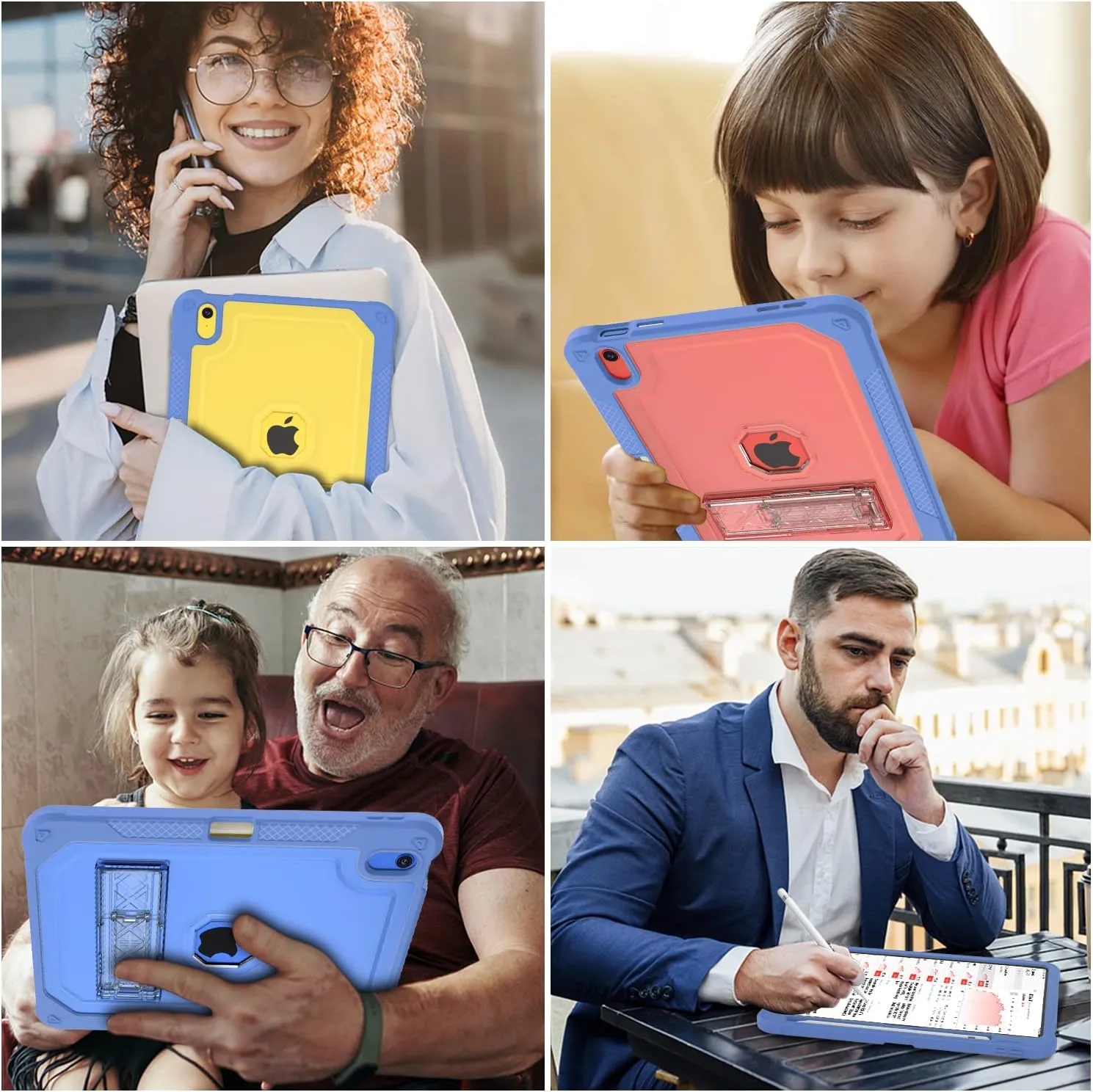 Case for iPad 11-inch (A16) 2025 / iPad 10th Gen 10.9 inch 2022, Heavy Duty Shockproof Rugged Protective with Pencil Holder, 11th / 10th Translucent Cover with Kickstand Kids, Blue