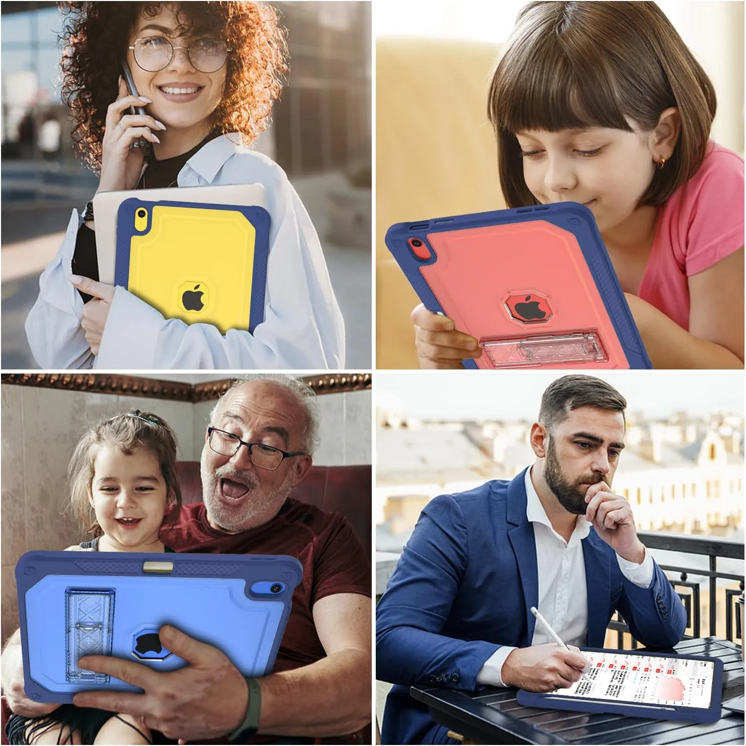 Case for iPad 11-inch (A16) 2025 / iPad 10th Gen 10.9 inch 2022, Heavy Duty Shockproof Rugged Protective with Pencil Holder, 11th / 10th Translucent Cover with Kickstand Kids, Navy Blue