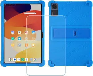 Case for Teclast T65 Max Tablet   Tempered Glass Screen Protector Protective Film,Soft Gel Blue Shell Silicone Tablet Cover for Teclast T65 Max (12.95")