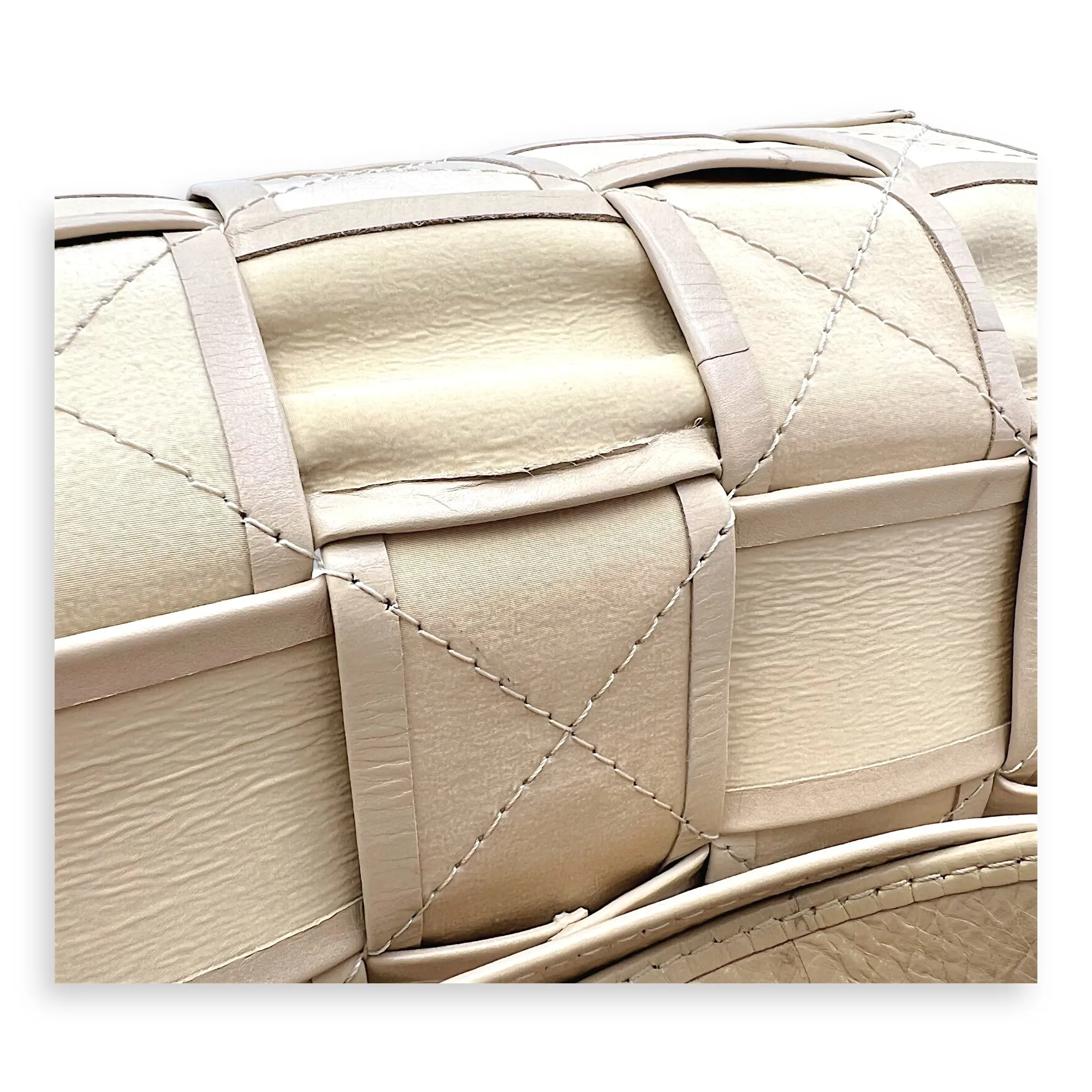 Cassette Crossbody Bag Beige in Calfskin, Silver hardware