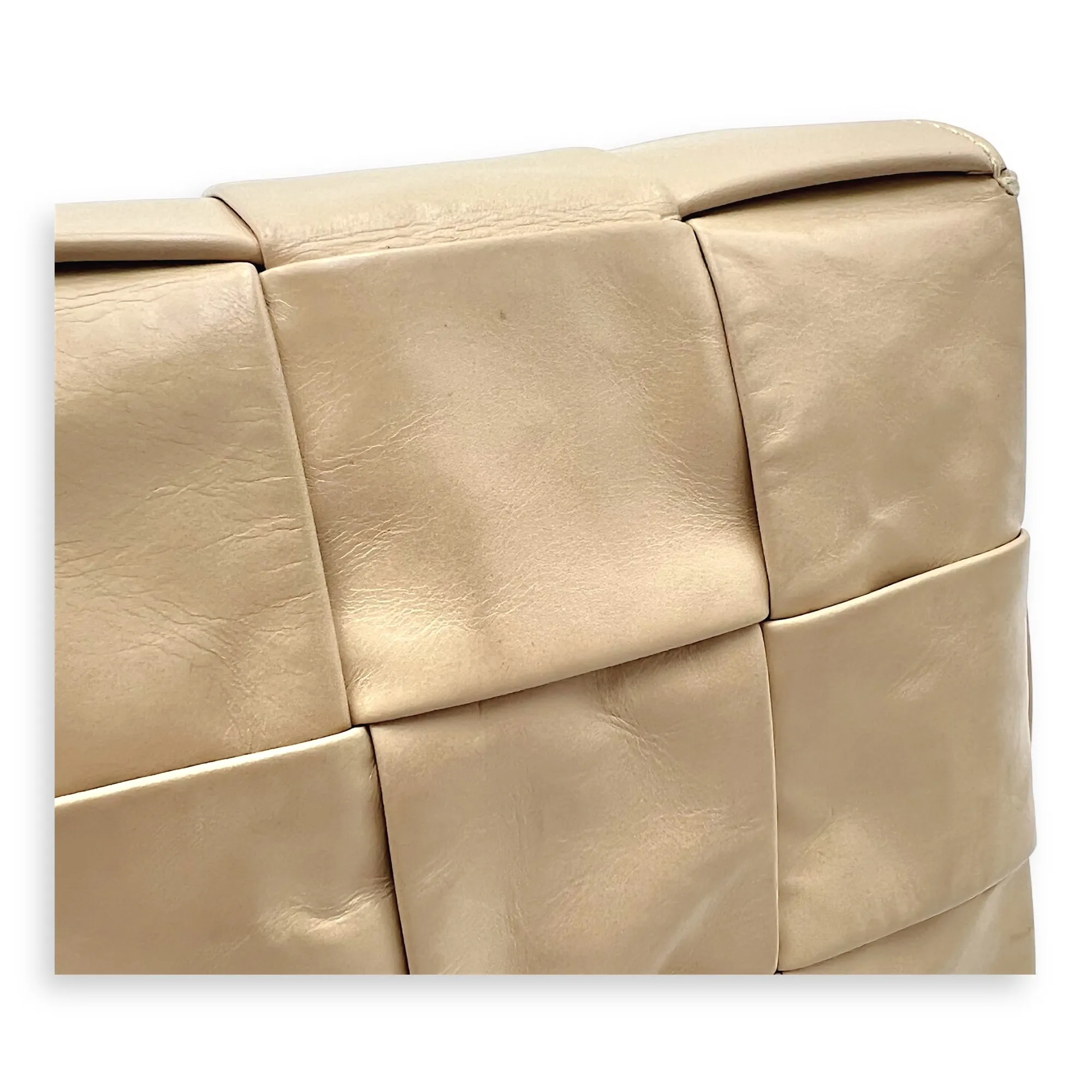 Cassette Crossbody Bag Beige in Calfskin, Silver hardware