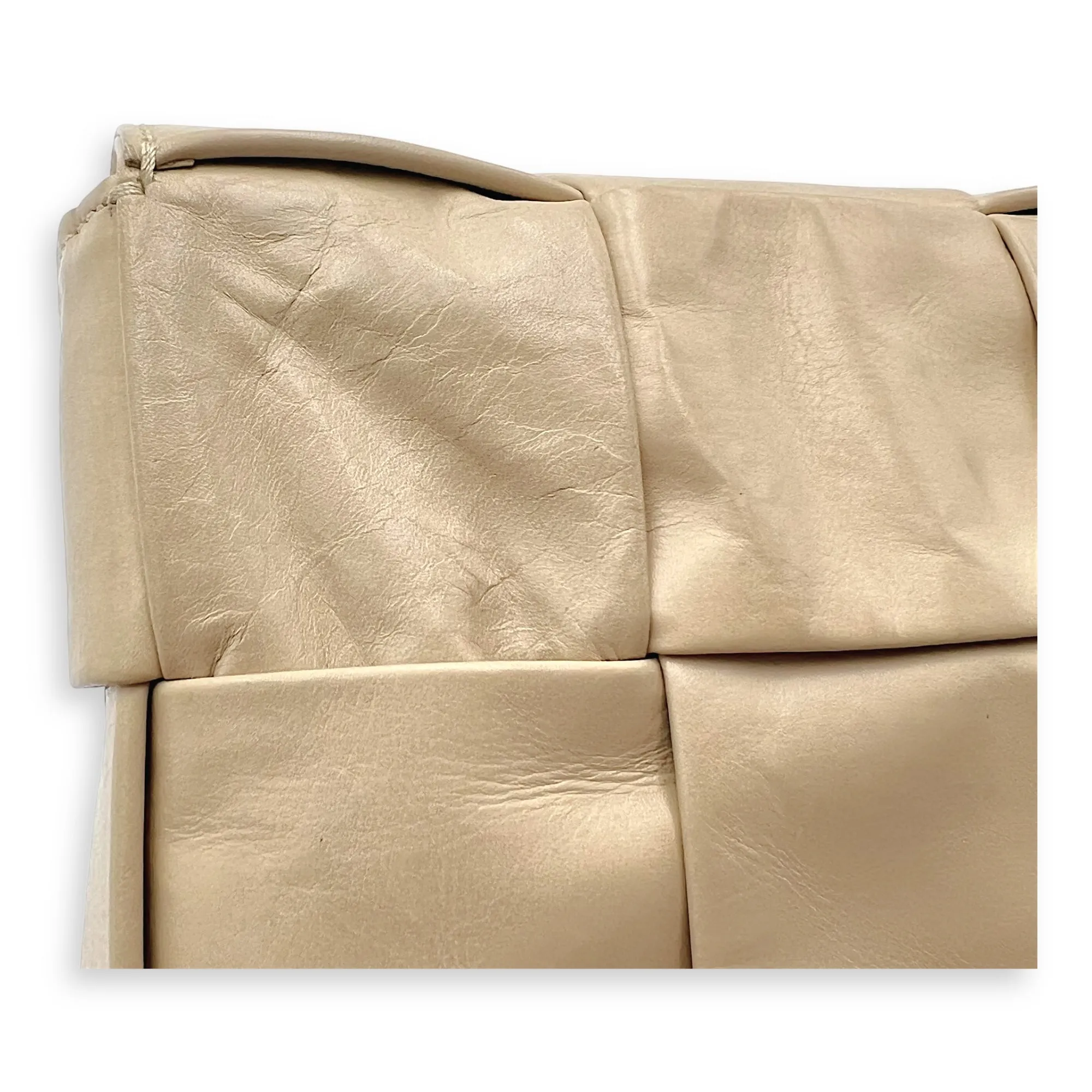 Cassette Crossbody Bag Beige in Calfskin, Silver hardware