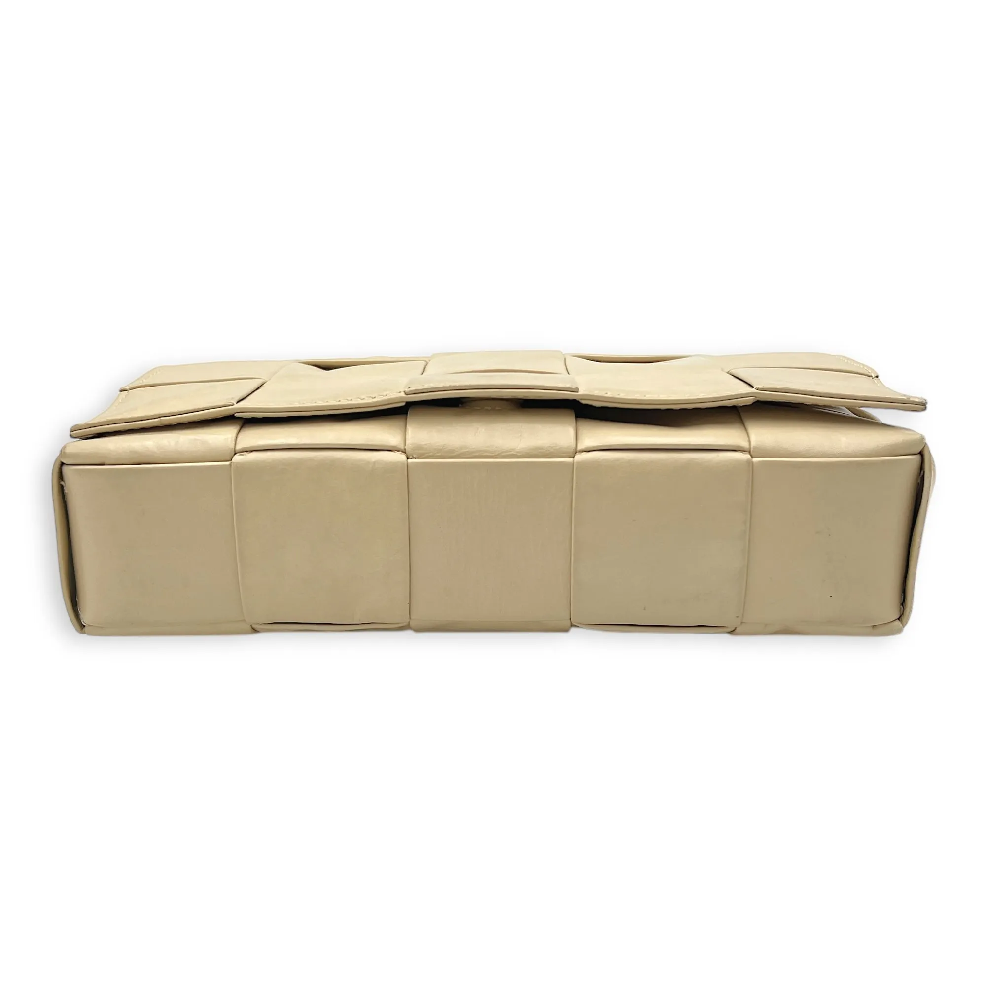 Cassette Crossbody Bag Beige in Calfskin, Silver hardware