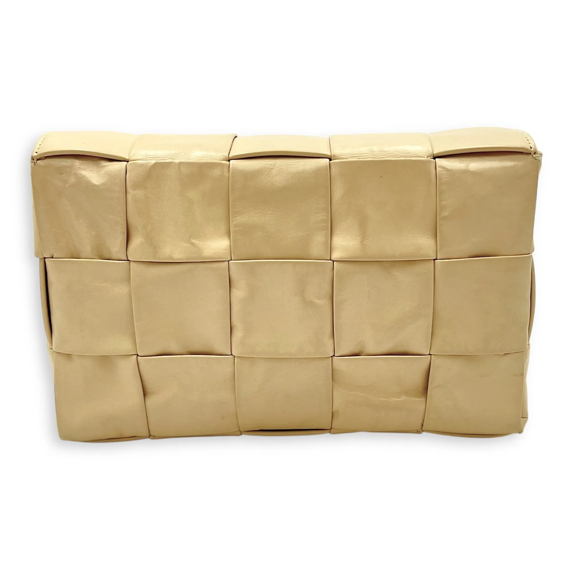 Cassette Crossbody Bag Beige in Calfskin, Silver hardware