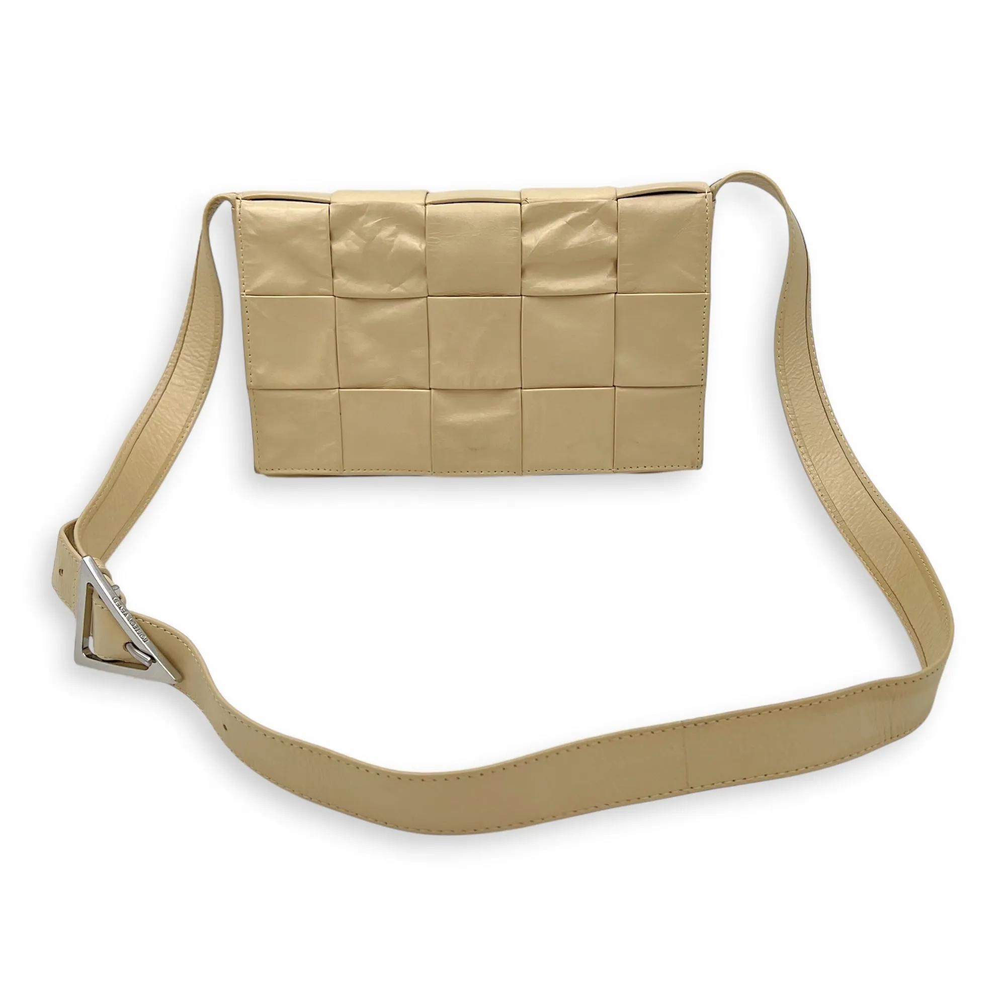 Cassette Crossbody Bag Beige in Calfskin, Silver hardware