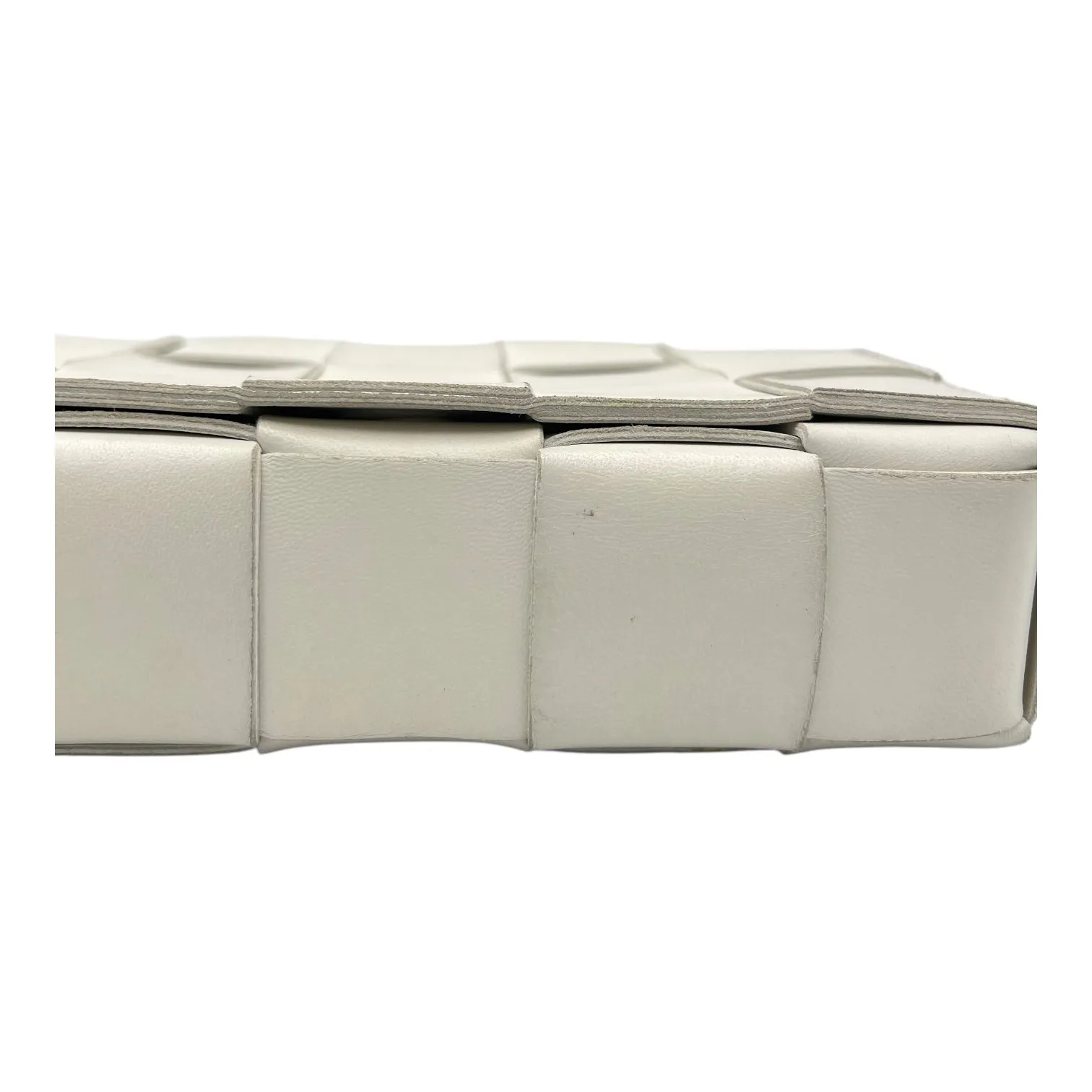 Cassette Crossbody Bag White in Calfskin, Silver hardware