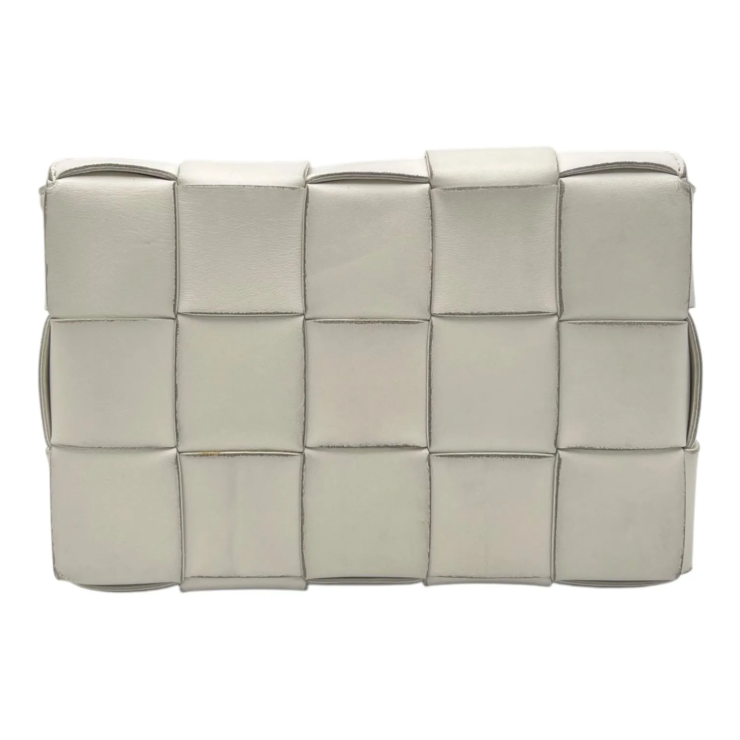 Cassette Crossbody Bag White in Calfskin, Silver hardware