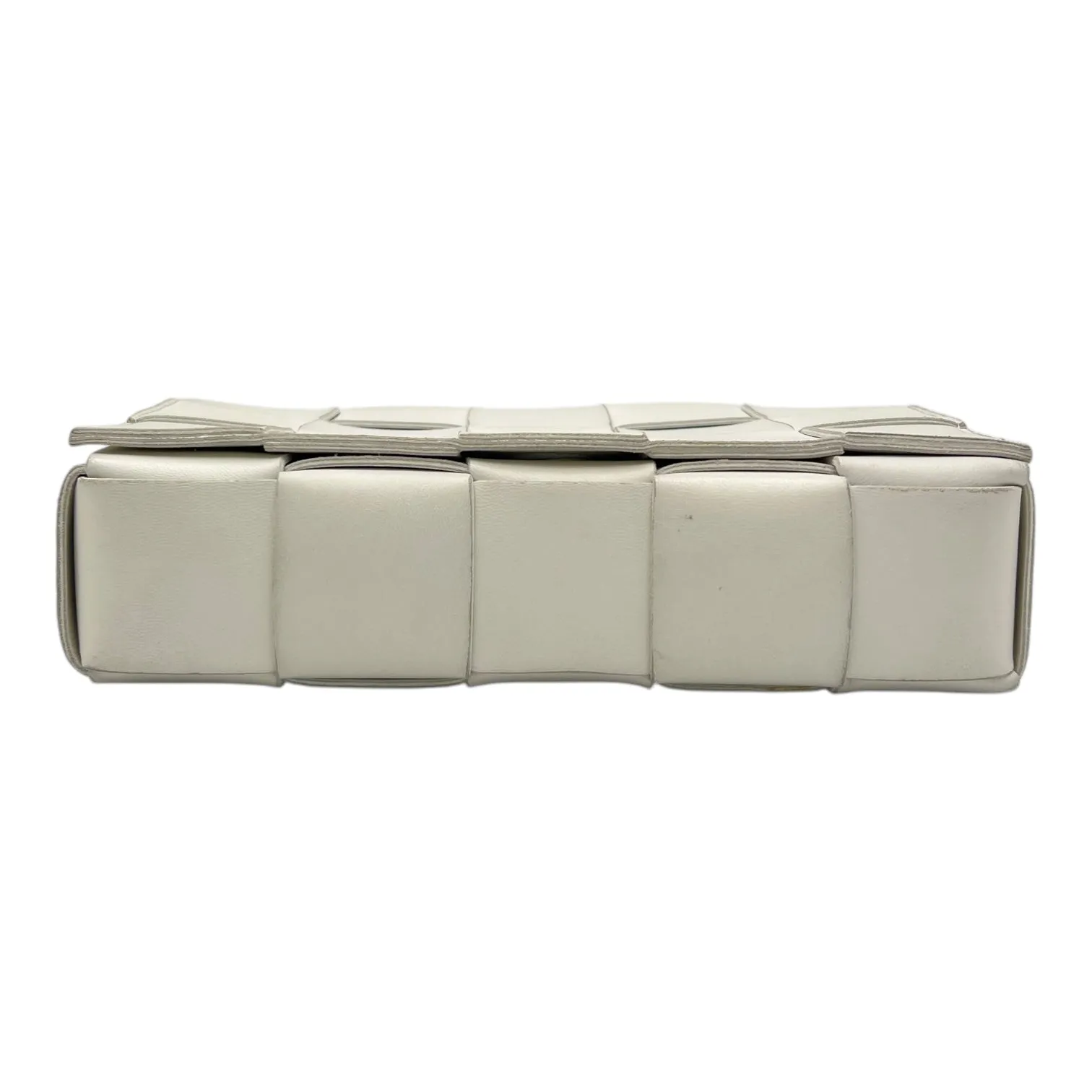 Cassette Crossbody Bag White in Calfskin, Silver hardware