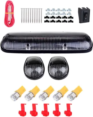 cciyu 3pcs Clear Lens Cab Light Cab Roof Running Top Marker Light Assembly T10-5-5050-SMD Yellow with Wiring Pack Replacement fit for 2002-2007 For Chevy Silverado/For GMC Sierra 1500 2500 3500