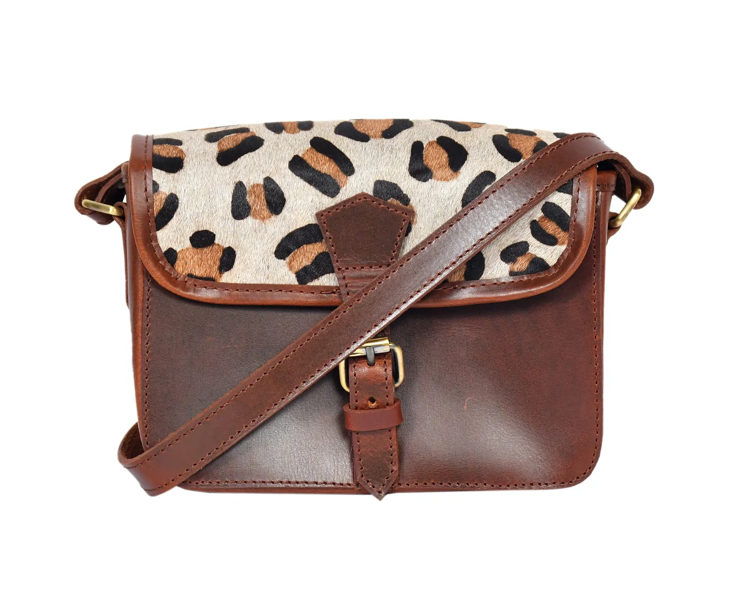 Celtic brown color leather with hair on leather sling bag for women and girls | Party wear. Art: BG-1157