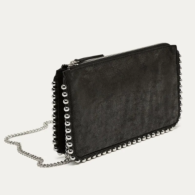 Chains Beading Luxury Matte Leather Lady Bag