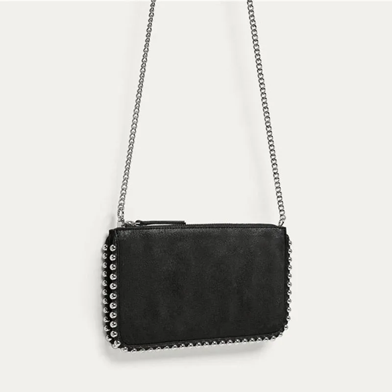 Chains Beading Luxury Matte Leather Lady Bag