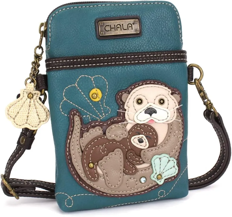 CHALA Cell Phone Crossbody Purse-Women PU Leather/Canvas Multicolor Handbag with Adjustable Strap