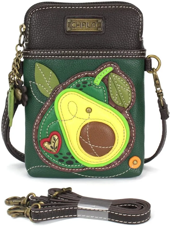 CHALA Cell Phone Crossbody Purse-Women PU Leather/Canvas Multicolor Handbag with Adjustable Strap