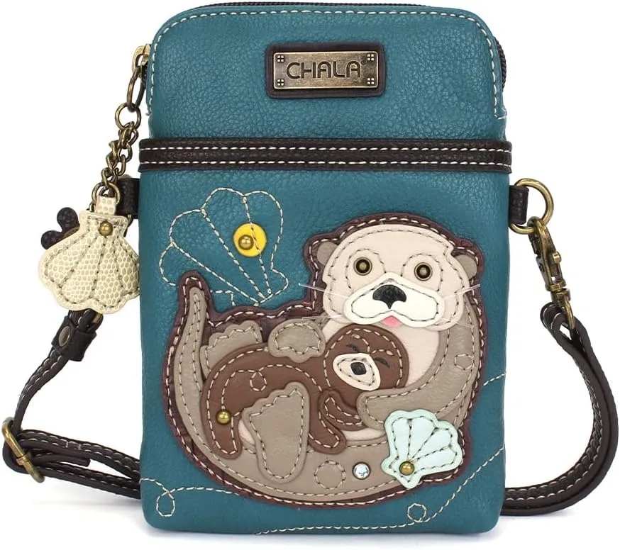 CHALA Cell Phone Crossbody Purse-Women PU Leather/Canvas Multicolor Handbag with Adjustable Strap