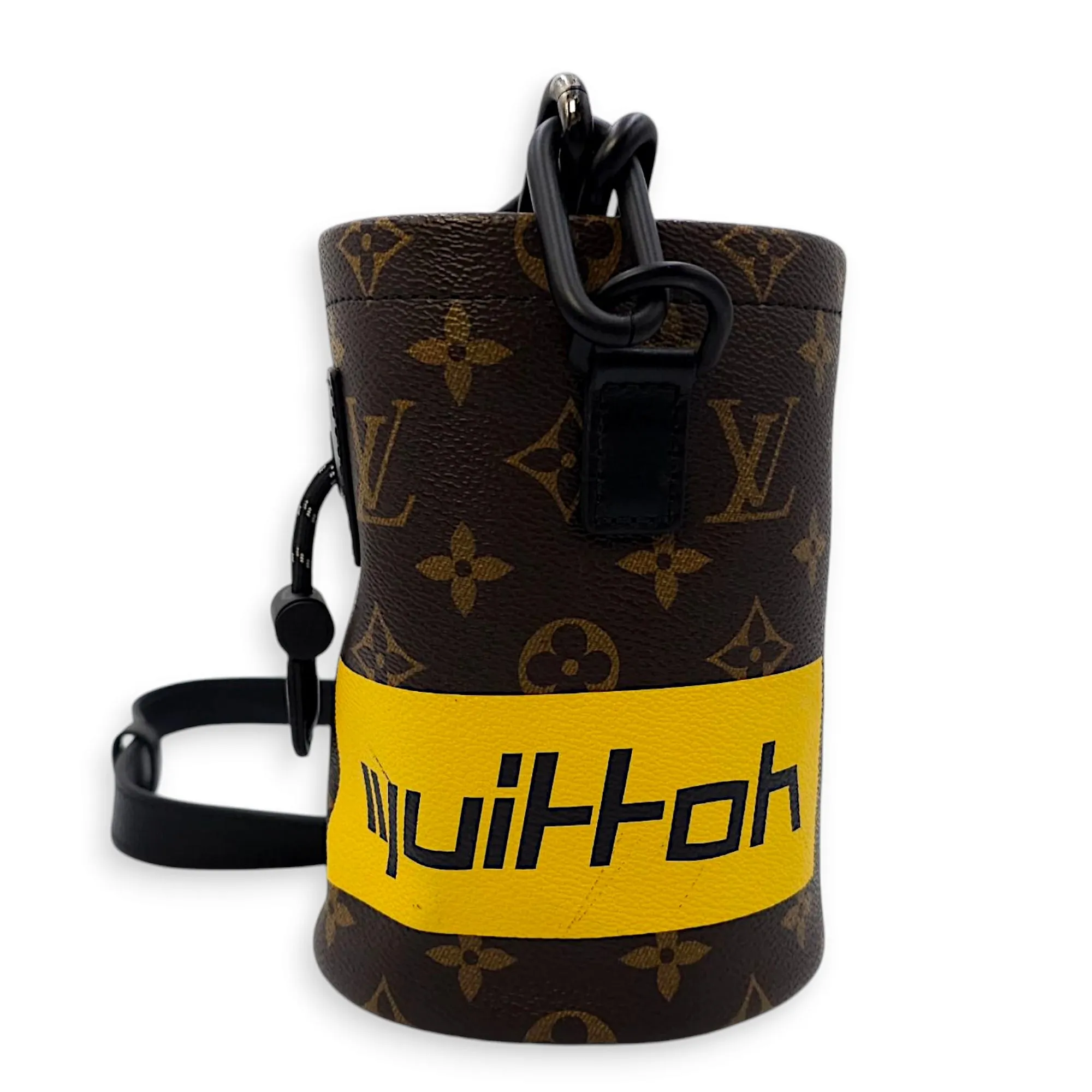 Chalk Bag Nano Brown Crossbody Bag in Coated Canvas, Black powder coated hardware