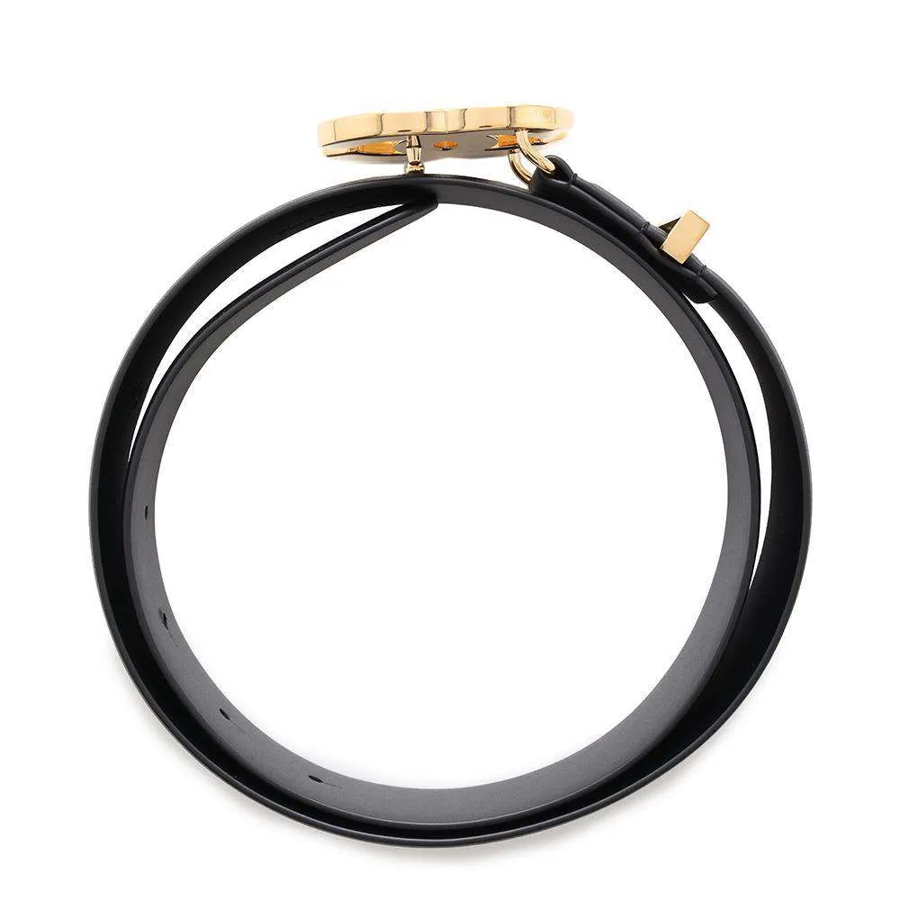 CHANEL CC Logo Belt Size 75 Black Leather