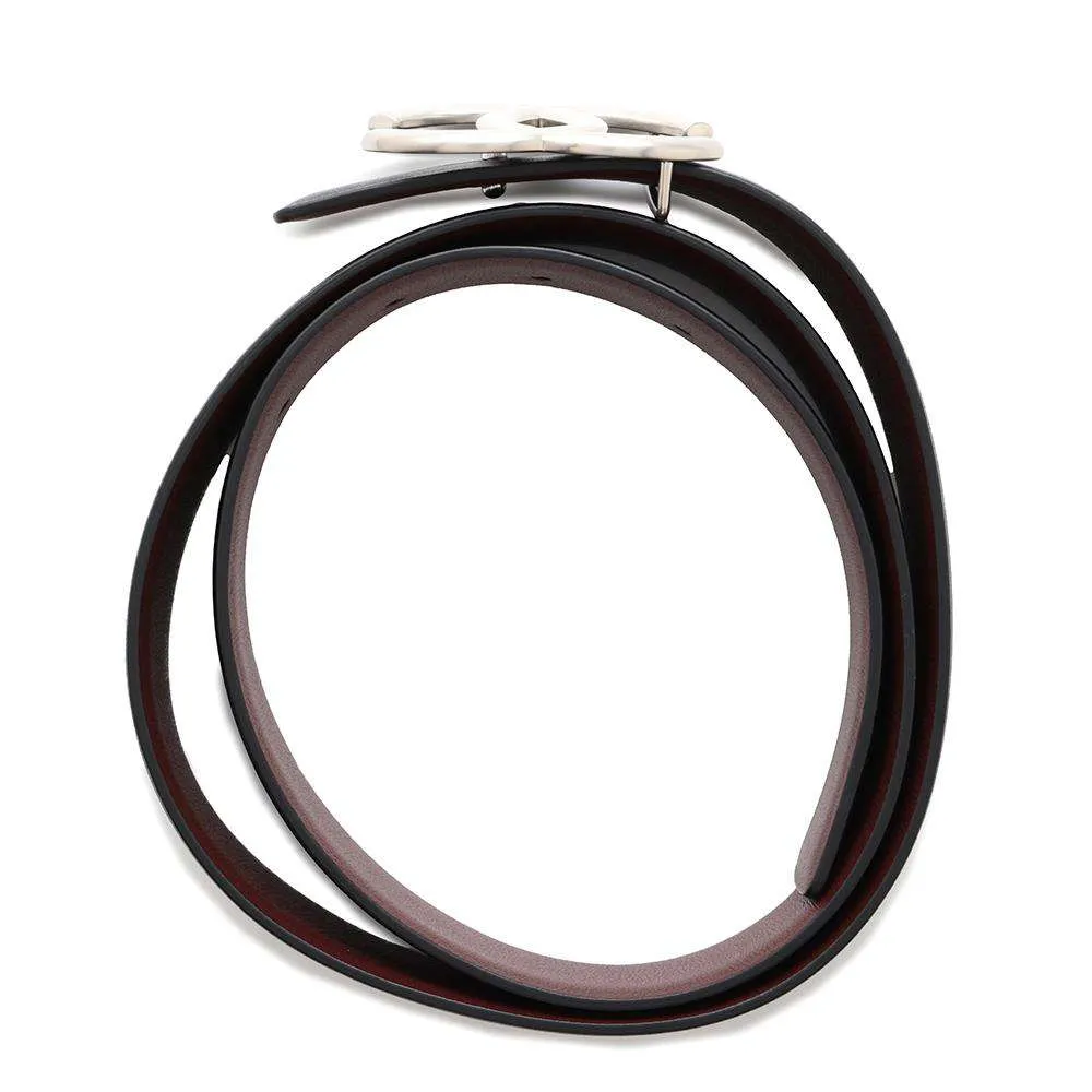 CHANEL CC Logo Reversible Belt Size 75 Black/BordeauxA73462 Leather