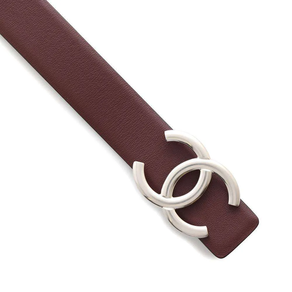 CHANEL CC Logo Reversible Belt Size 75 Black/BordeauxA73462 Leather