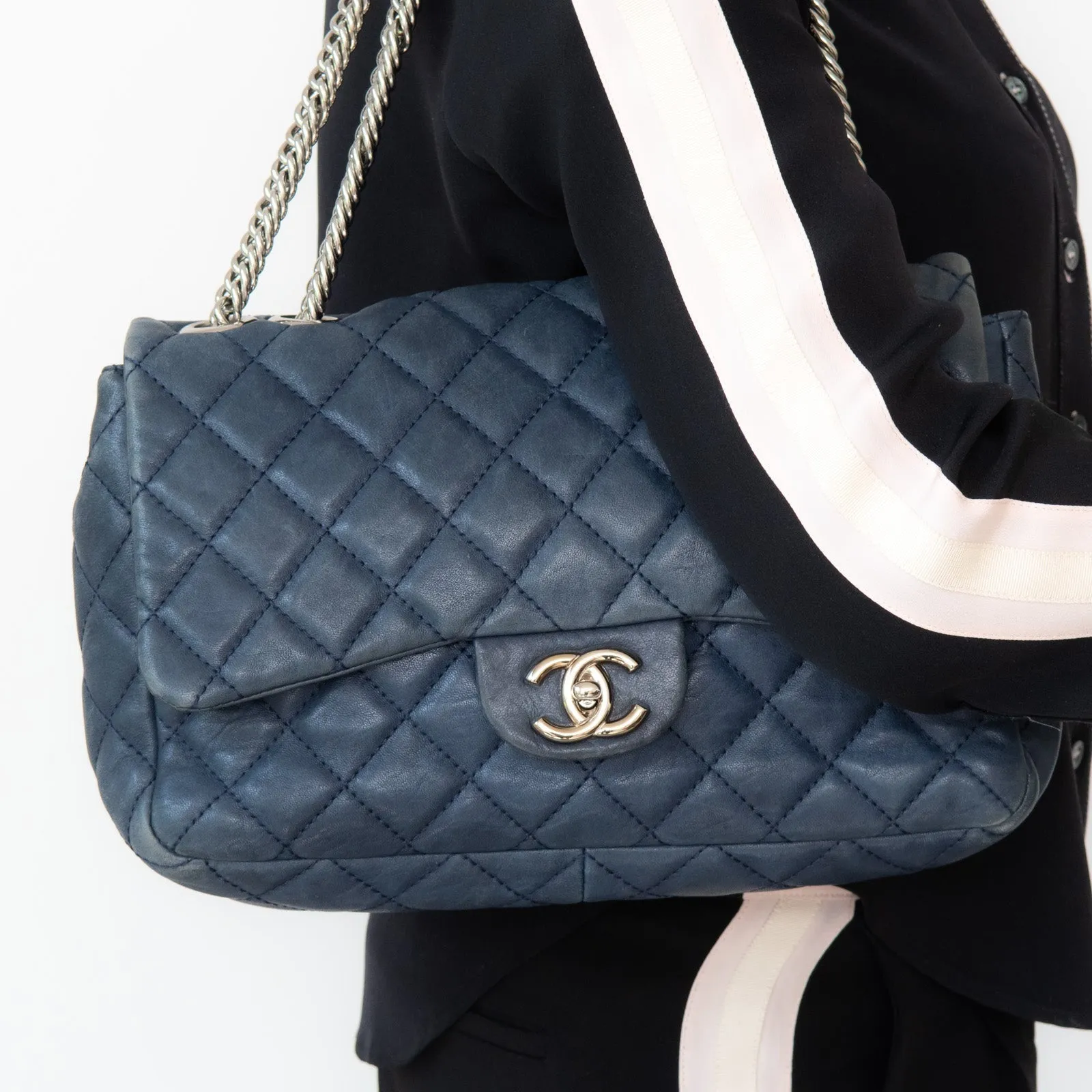 Chanel Flap Innovative Blue Leather Trend-setting Shoulder Single Bag