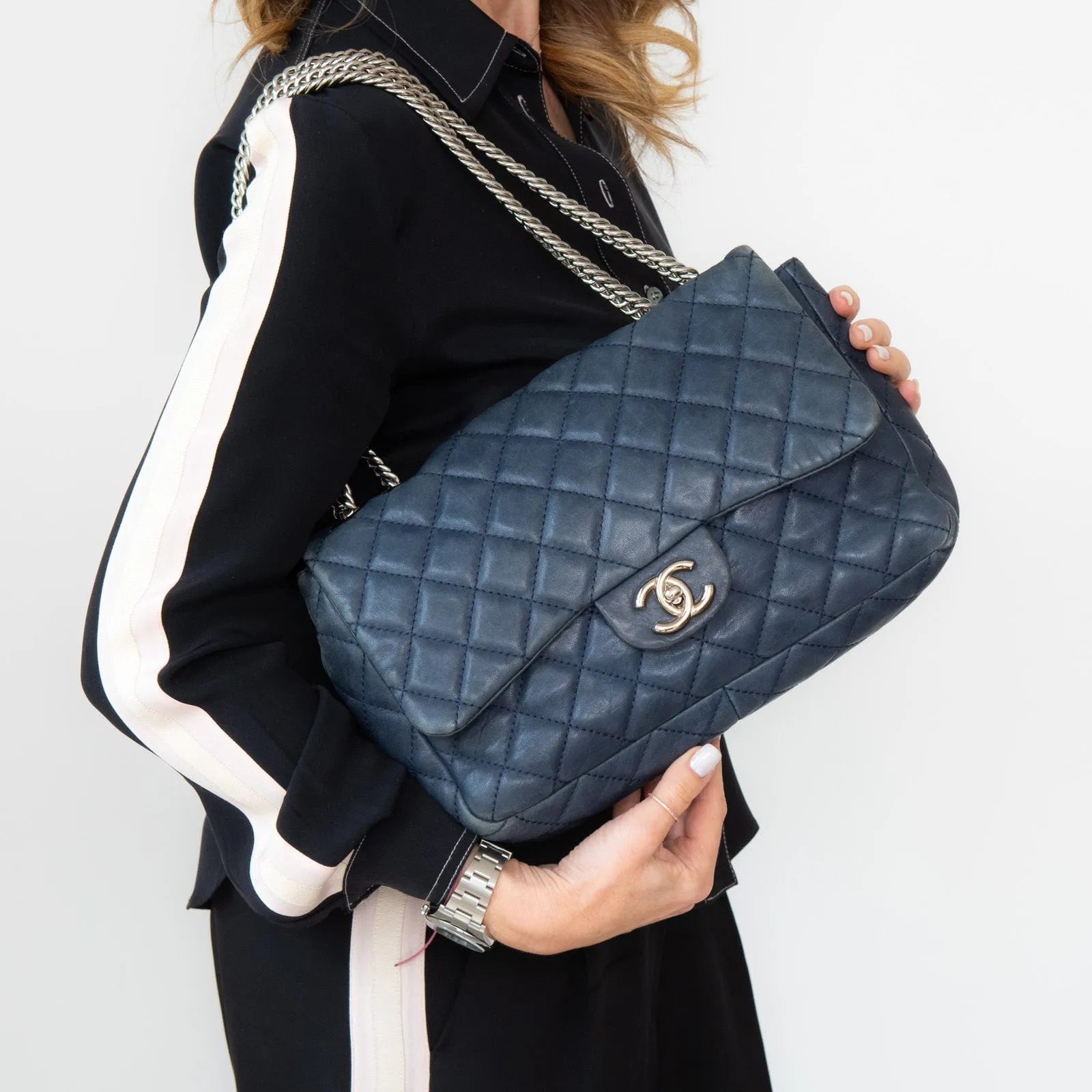 Chanel Flap Innovative Blue Leather Trend-setting Shoulder Single Bag