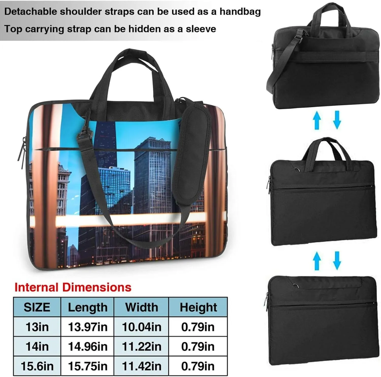 Chicago Reflect Print Work Laptop Bag Stylish and Protective Laptop Case Briefcase for Men Women Office