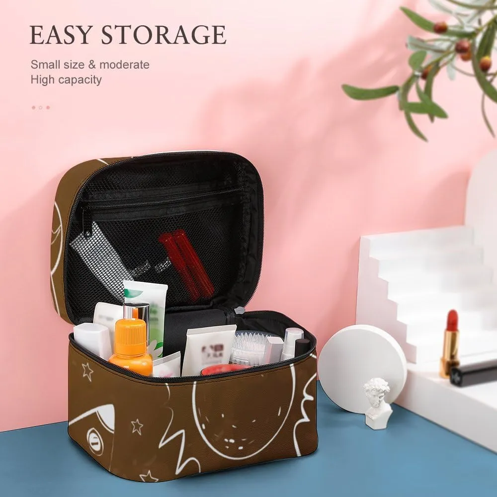 CHIGUA Sun Planets Pace Doodle Line Portable Travel Organizer Cosmetic Bag for Women Makeup Bag Handy Toiletry Washing Bag Receiving Bag Accessories Travelling Essentials Storage Pouch