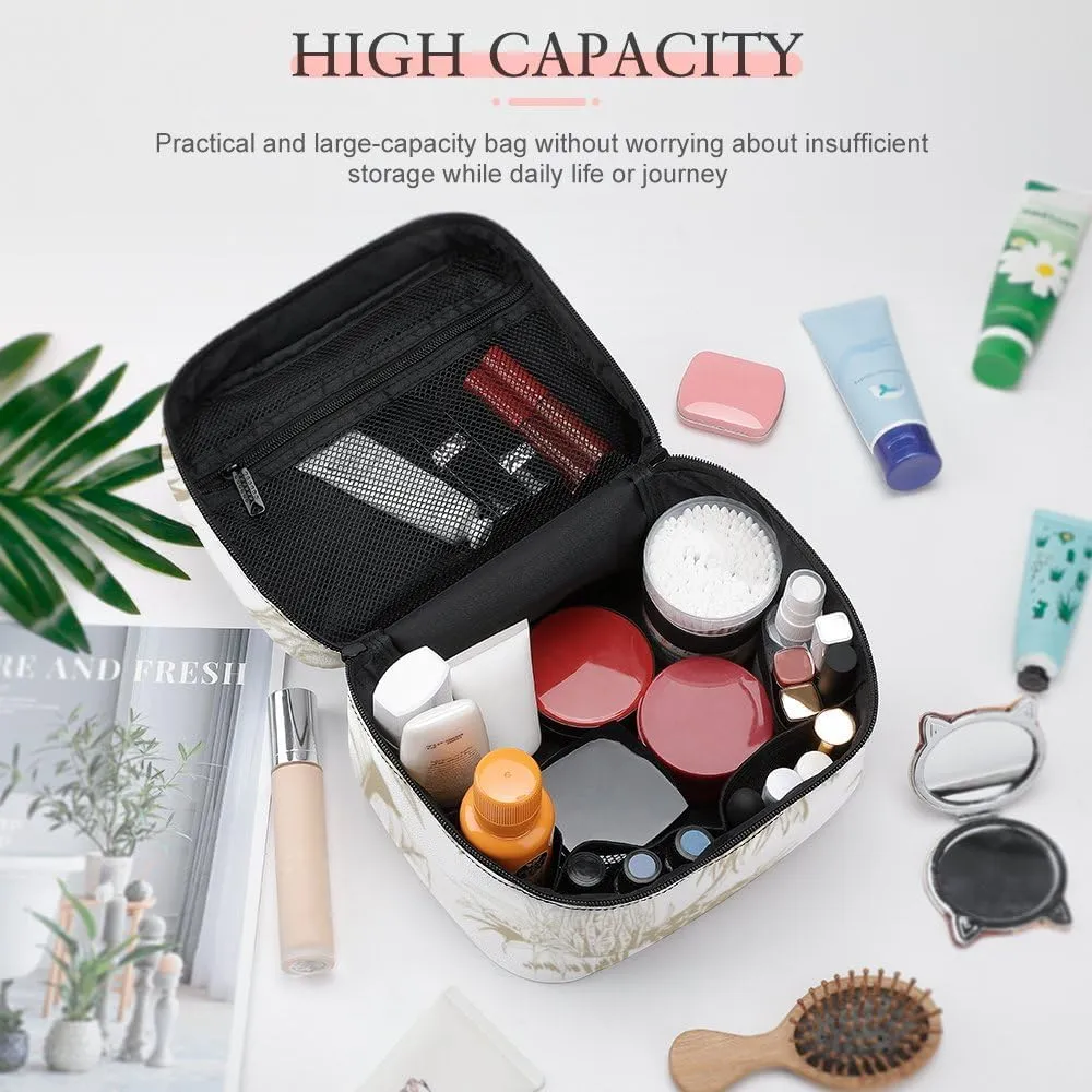 CHIGUA Tropical Palm Trees Scenery Portable Travel Organizer Cosmetic Bag for Women Makeup Bag Handy Toiletry Washing Bag Receiving Bag Accessories Travelling Essentials Storage Pouch