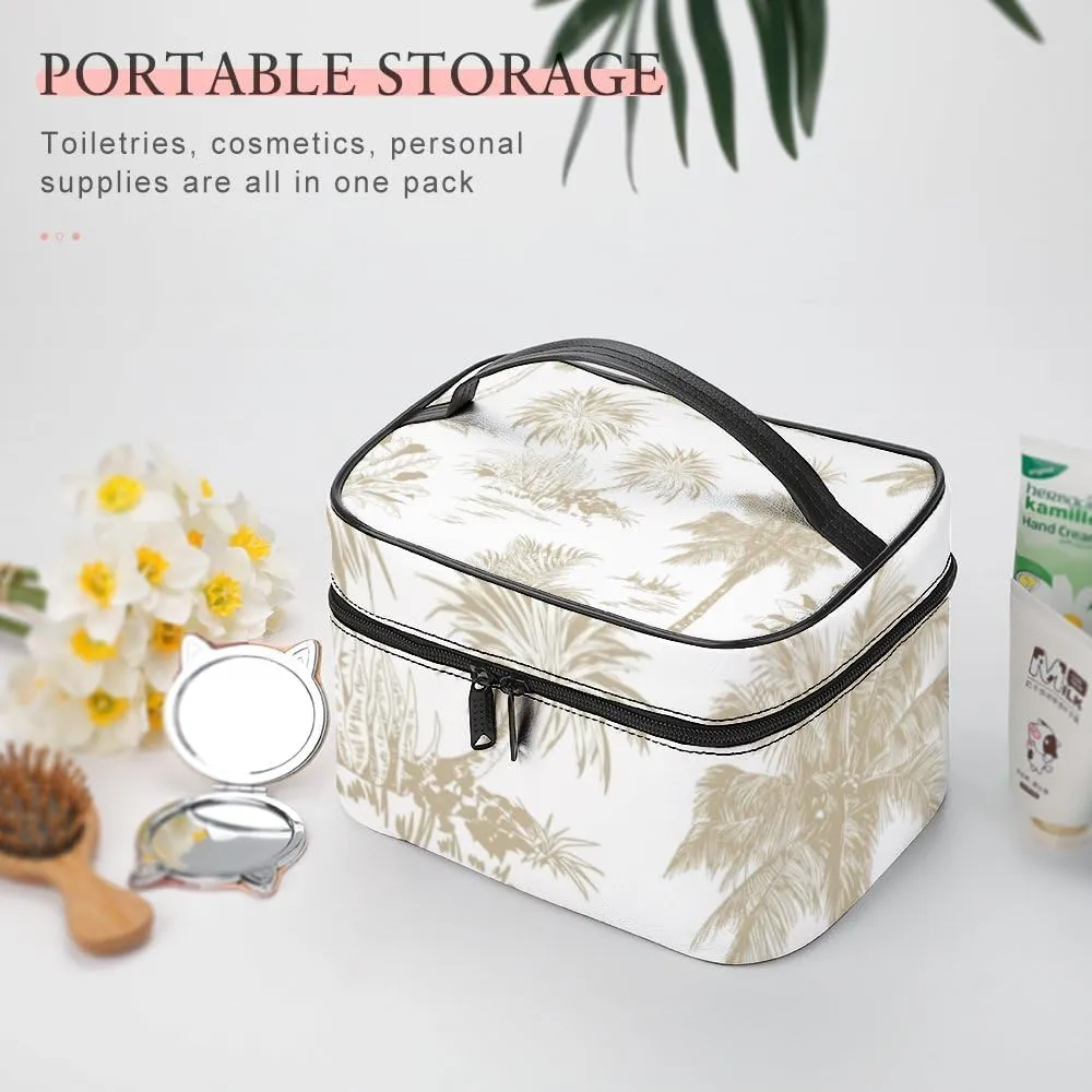 CHIGUA Tropical Palm Trees Scenery Portable Travel Organizer Cosmetic Bag for Women Makeup Bag Handy Toiletry Washing Bag Receiving Bag Accessories Travelling Essentials Storage Pouch