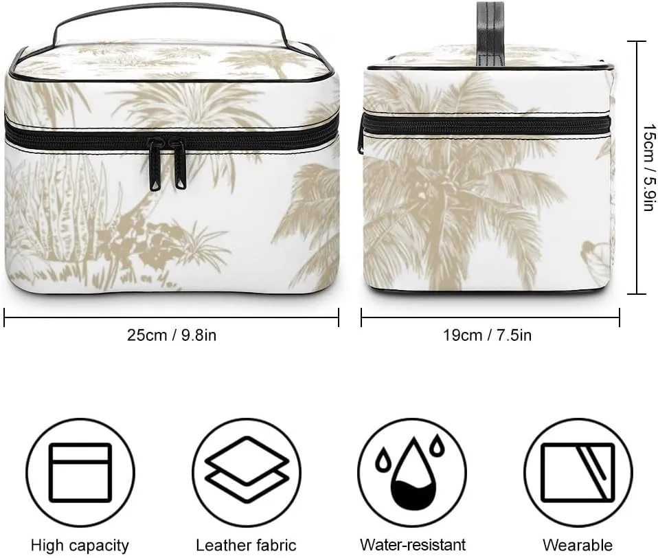 CHIGUA Tropical Palm Trees Scenery Portable Travel Organizer Cosmetic Bag for Women Makeup Bag Handy Toiletry Washing Bag Receiving Bag Accessories Travelling Essentials Storage Pouch