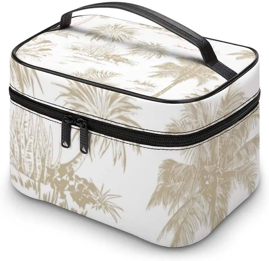 CHIGUA Tropical Palm Trees Scenery Portable Travel Organizer Cosmetic Bag for Women Makeup Bag Handy Toiletry Washing Bag Receiving Bag Accessories Travelling Essentials Storage Pouch